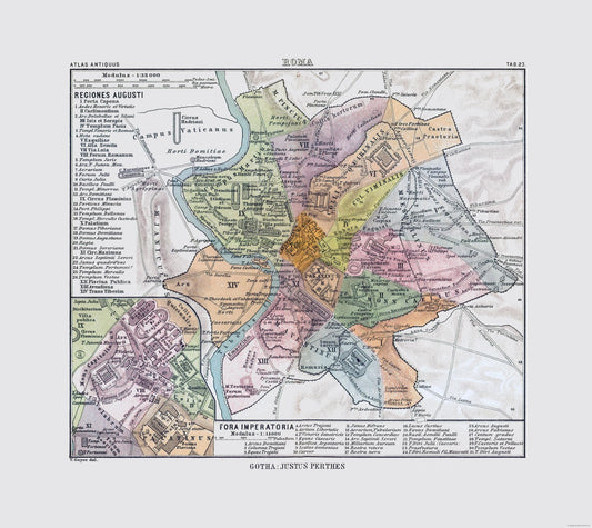 Historic Map - Rome Italy - Perthes 1896 - 25.81 x 23 - Vintage Wall Art