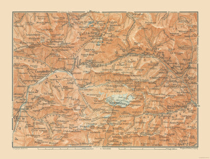 Historic Map - Marmolata Glacier Italy - Baedeker 1910 - 30.27 x 23 - Vintage Wall Art