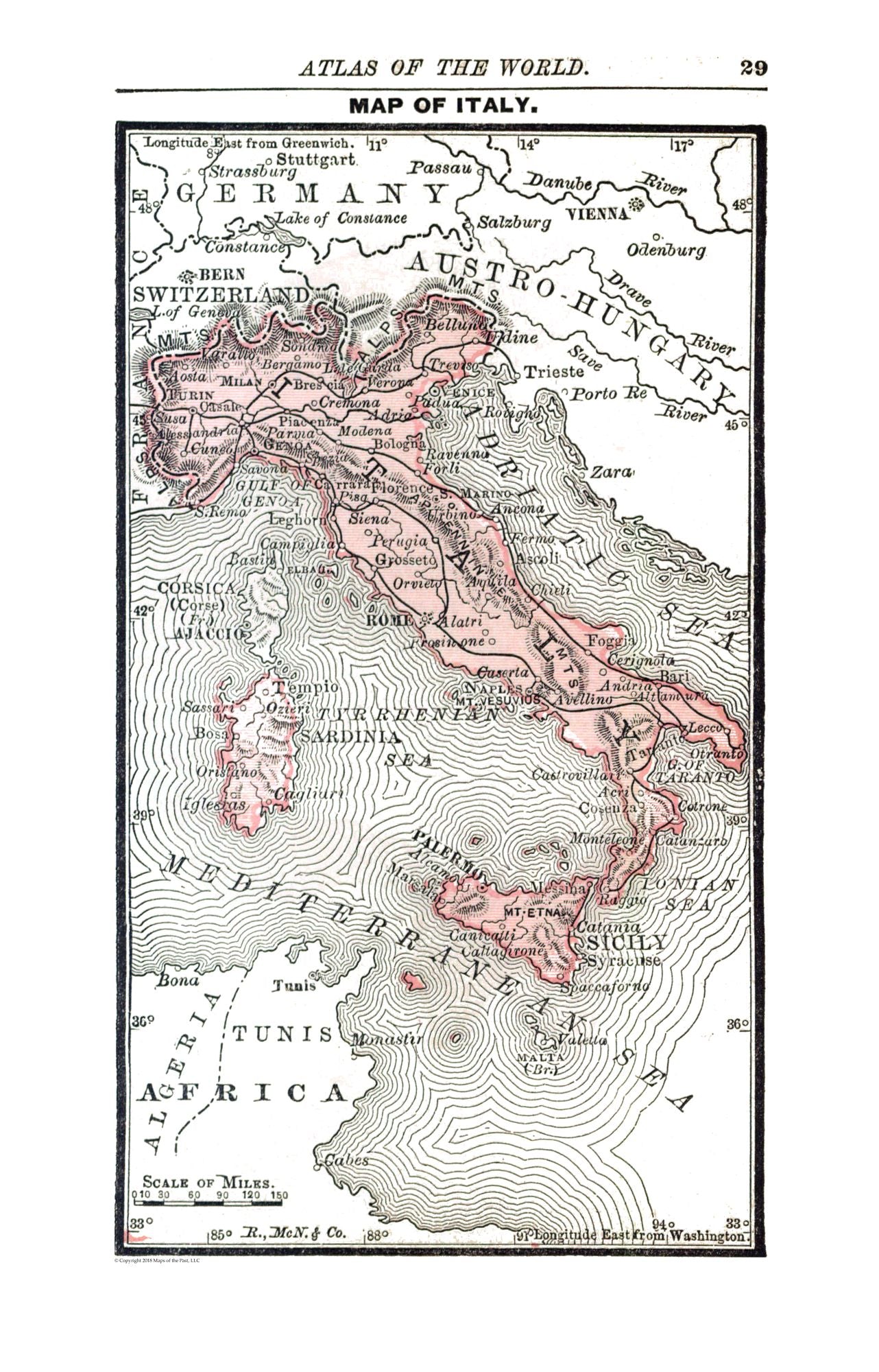 Historic Map - Italy - Alden 1886 - 23 x 35.90 - Vintage Wall Art