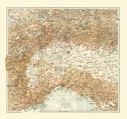 Historic Map - Italy Northwestern - Bertarelli 1914 - 24.47 x 23 - Vintage Wall Art