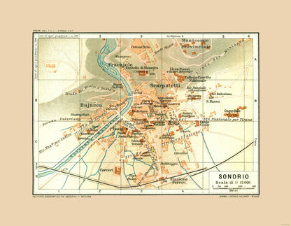 Historic Map - Sondrio Italy - Bertarelli 1914 - 29.61 x 23 - Vintage Wall Art