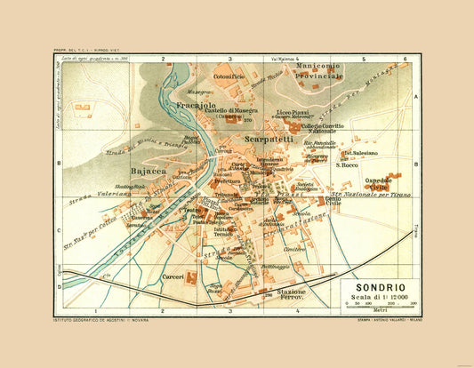 Historic Map - Sondrio Italy - Bertarelli 1914 - 29.61 x 23 - Vintage Wall Art