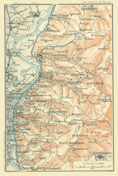 Historic Map - Italy Northwest - Bertarelli 1914 - 23 x 34.15 - Vintage Wall Art