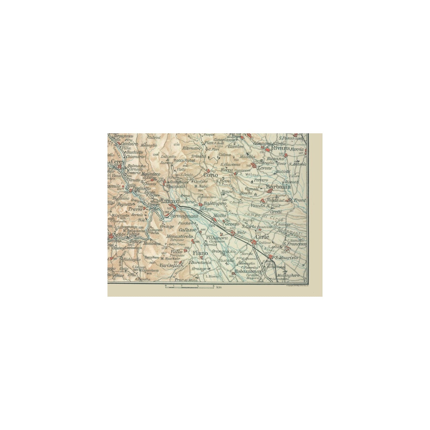 Historic Map - Turin Italy - Bertarelli 1914 - 30.25 x 23 - Vintage Wall Art