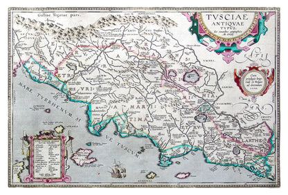 Historic Map - Etruria 1584 Italy Ancient - Ortelius 1584 - 33.90 x 23 - Vintage Wall Art