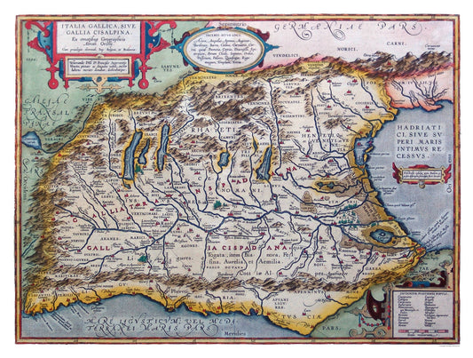 Historic Map - Italy Northern Ancient - Ortelius 1570 - 30.42 x 23 - Vintage Wall Art