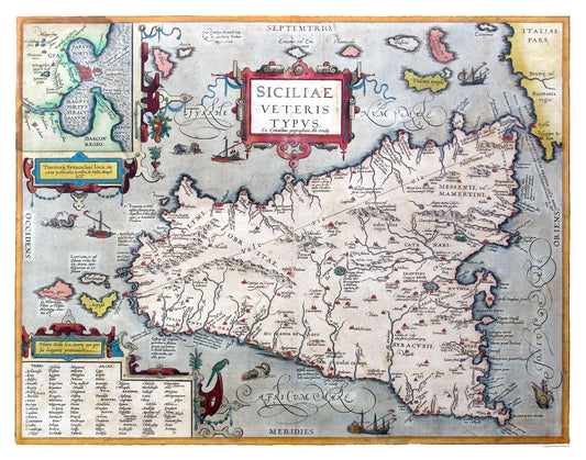 Historic Map - Sicily Italy Ancient - Ortelius 1570 - 29.23 x 23 - Vintage Wall Art