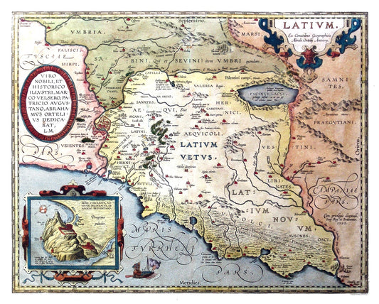 Historic Map - Lazio Italy - Ortelius 1570 - 28.66 x 23 - Vintage Wall Art