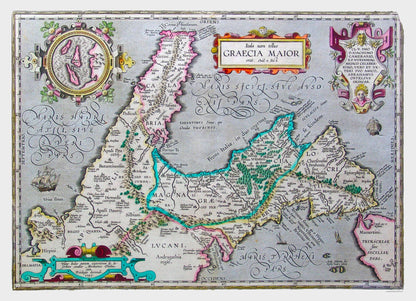 Historic Map - Italy Southern - Ortelius 1595 - 31.84 x 23 - Vintage Wall Art