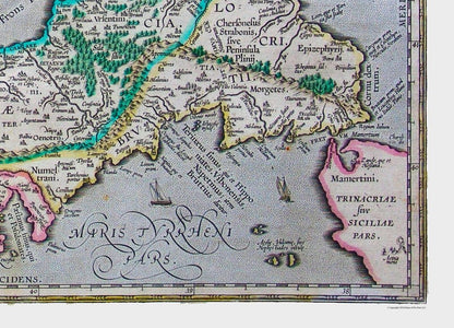 Historic Map - Italy Southern - Ortelius 1595 - 31.84 x 23 - Vintage Wall Art