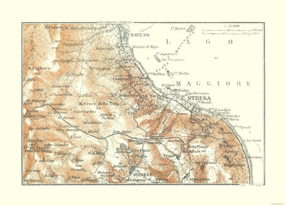 Historic Map - Stresa Region Italy - Baedeker 1921 - 31.97 x 23 - Vintage Wall Art