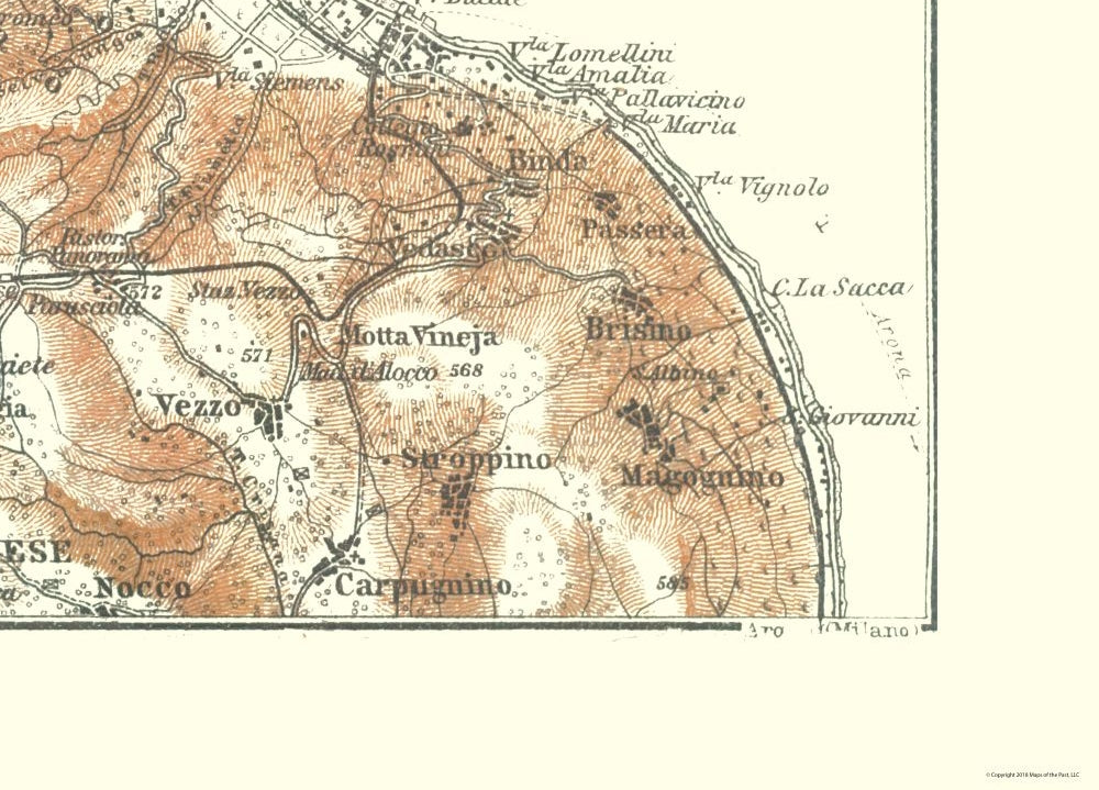 Historic Map - Stresa Region Italy - Baedeker 1921 - 31.97 x 23 - Vintage Wall Art