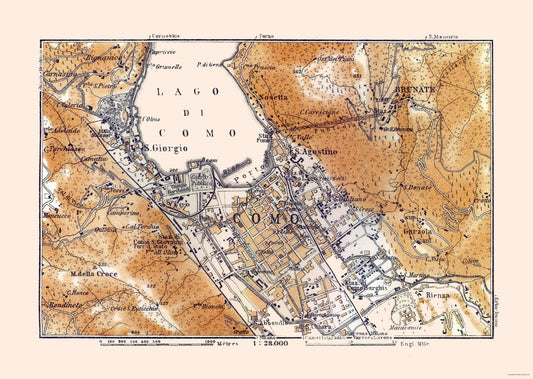 Historic Map - Lake Como Italy - Baedeker 1921 - 32.29 x 23 - Vintage Wall Art