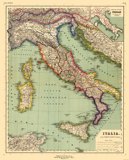 Historic Map - Italy - Kiepert 1903 - 23 x 28.43 - Vintage Wall Art