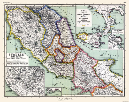 Historic Map - Italy Central - Kiepert 1903 - 28.99 x 23 - Vintage Wall Art