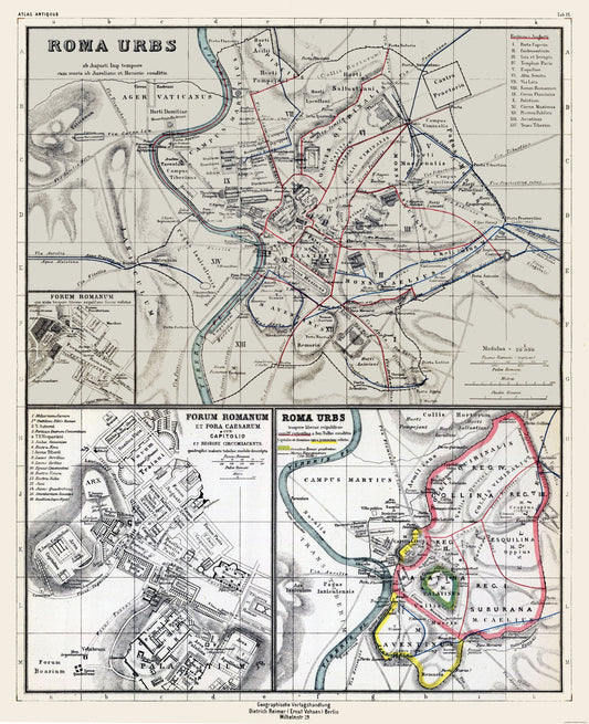 Historic Map - Rome Italy - Kiepert 1903 - 23 x 28.28 - Vintage Wall Art