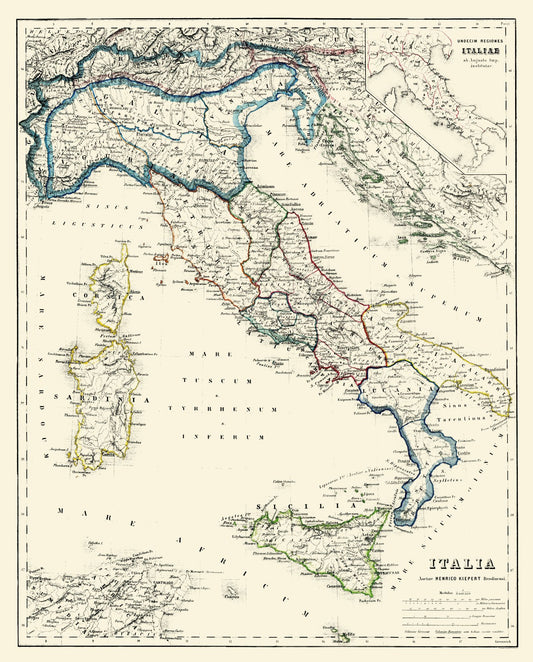 Historic Map - Italy - Kiepert 1903 - 23 x 28.55 - Vintage Wall Art