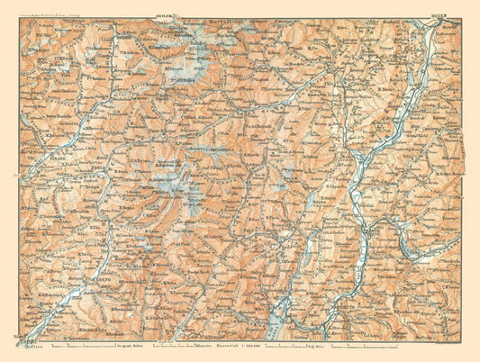 Historic Map - North Italy - Baedeker 1896 - 30.50 x 23 - Vintage Wall Art