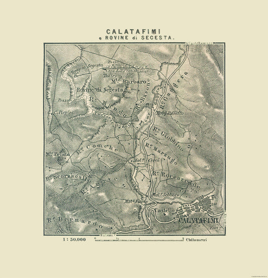 Historic Map - Temple Segesta Italy - Baedeker 1880 - 23 x 23.90 - Vintage Wall Art