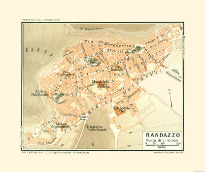 Historic Map - Randazzo Sicily Italy - Baedeker 1880 - 27.41 x 23 - Vintage Wall Art