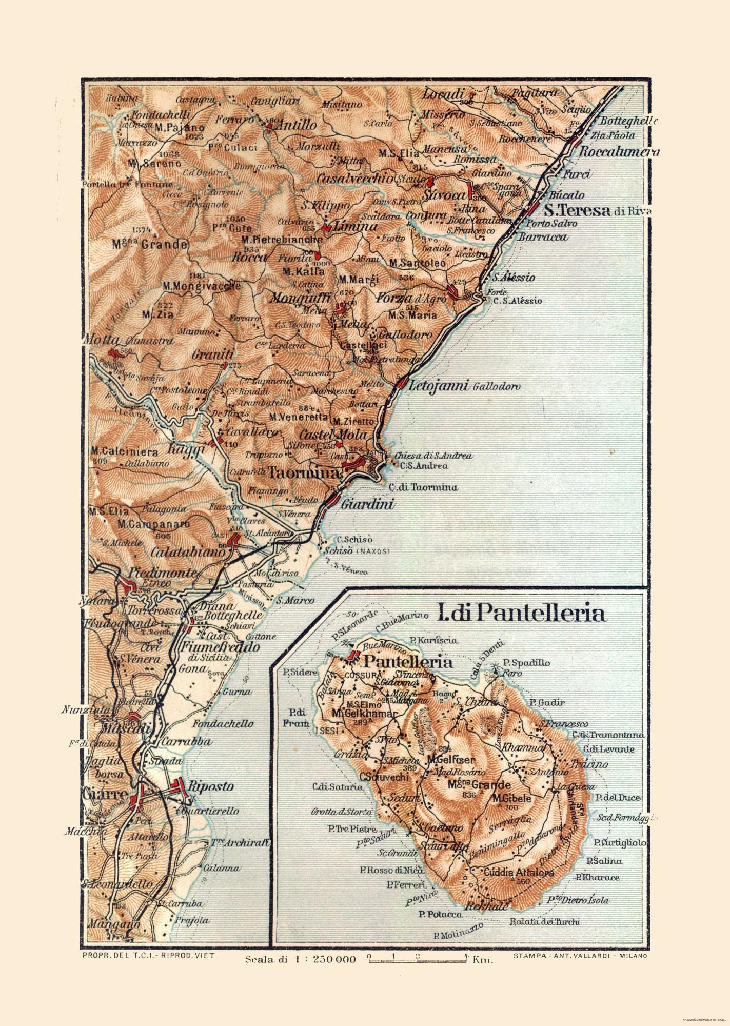 Historic Map - Sicily Italy Giardini Vicinity - Baedeker 1880 - 23 x 32.33 - Vintage Wall Art