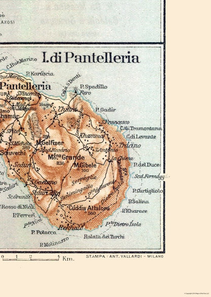 Historic Map - Sicily Italy Giardini Vicinity - Baedeker 1880 - 23 x 32.33 - Vintage Wall Art