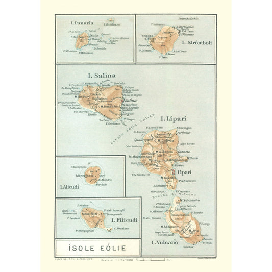 Historic Map - Italian Islands Italy Europe - Baedeker 1880 - 23 x 32.72 - Vintage Wall Art