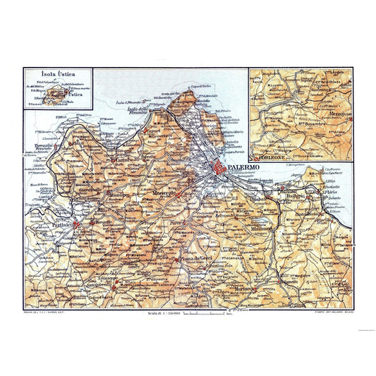 Historic Map - Palermo Sicily Italy - Baedeker 1880 - 30.03 x 23 - Vintage Wall Art