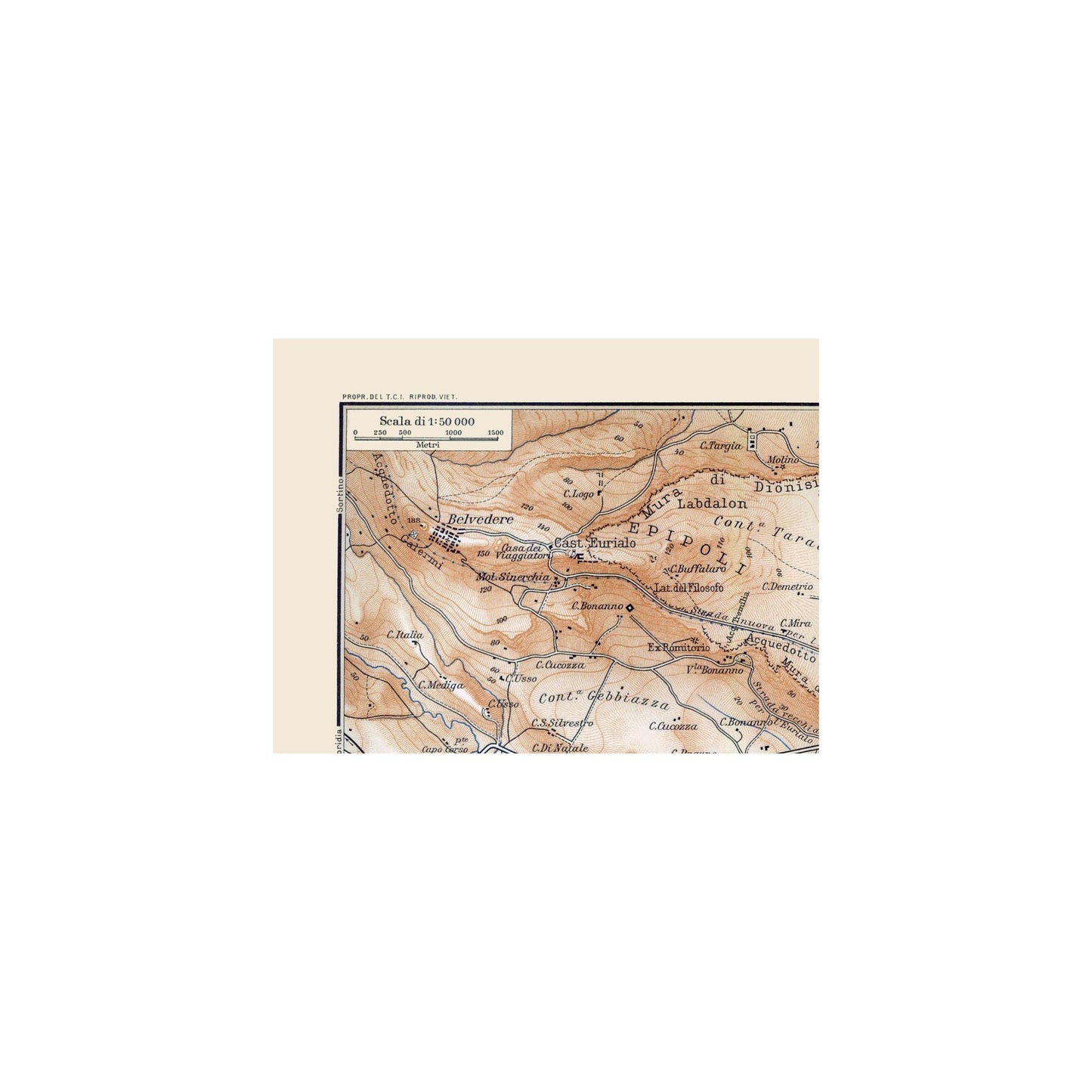 Historic Map - Porto Grande Sicily Italy - Baedeker 1880 - 30.27 x 23 - Vintage Wall Art