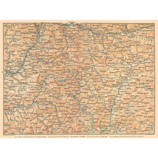 Historic Map - Italy Northeastern - Baedeker 1896 - 30.72 x 23 - Vintage Wall Art