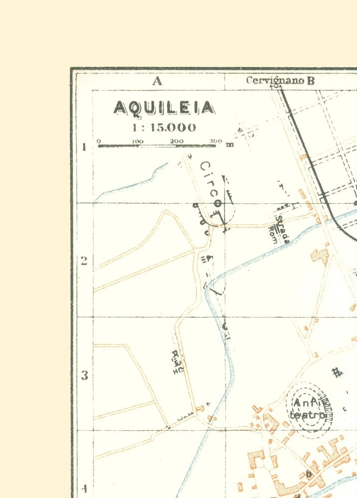 Historic Map - Aquileia Grado Italy - Bertarelli 1914 - 23 x 32.10 - Vintage Wall Art