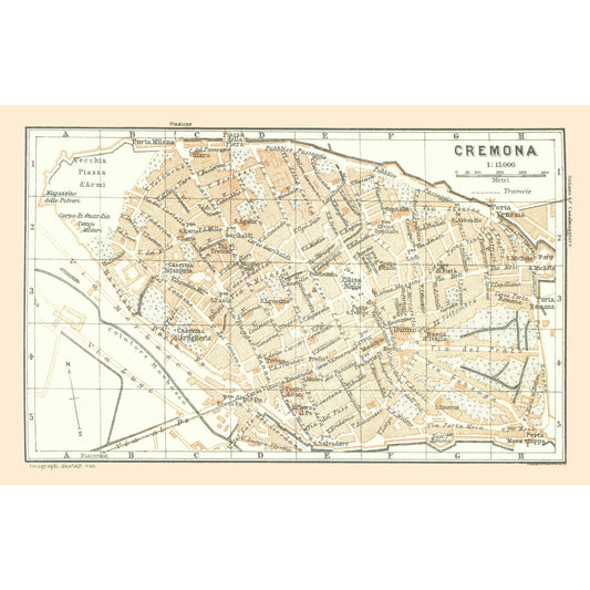 Historic Map - Cremona Italy - Bertarelli 1914 - 35.69 x 23 - Vintage Wall Art
