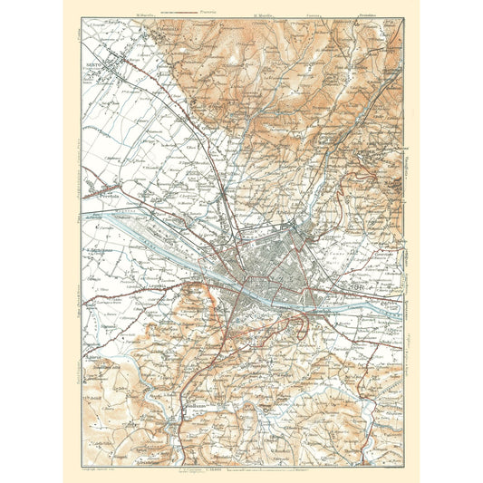 Historic Map - Florence Italy - Bertarelli 1914 - 23 x 31.12 - Vintage Wall Art