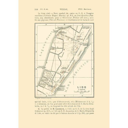 Historic Map - Lido Italy - Bertarelli 1914 - 23 x 32.32 - Vintage Wall Art
