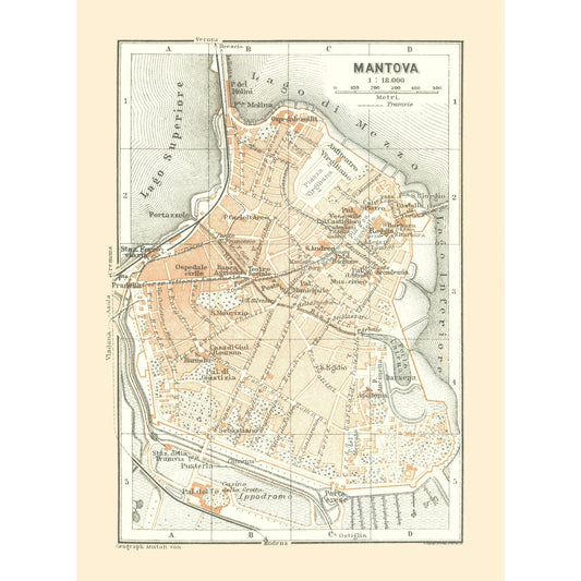 Historic Map - Mantova Italy - Bertarelli 1914 - 23 x 31.24 - Vintage Wall Art