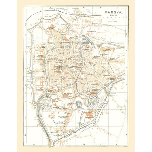 Historic Map - Padua Italy - Bertarelli 1914 - 23 x 29.82 - Vintage Wall Art