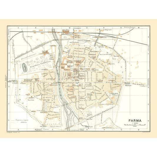 Historic Map - Parma Italy - Bertarelli 1914 - 30.34 x 23 - Vintage Wall Art