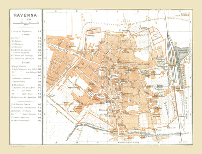 Historic Map - Ravenna Italy - Bertarelli 1914 - 30.14 x 23 - Vintage Wall Art