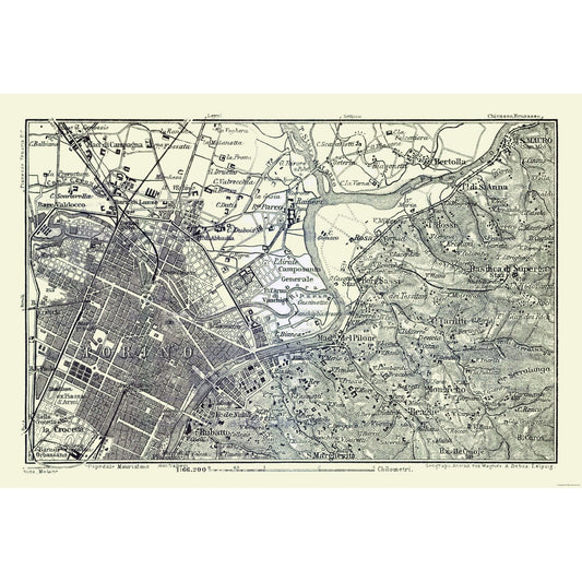 Historic Map - Turin Italy - Bertarelli 1914 - 33.95 x 23 - Vintage Wall Art