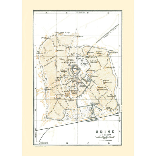 Historic Map - Udine Italy - Bertarelli 1914 - 23 x 32.07 - Vintage Wall Art
