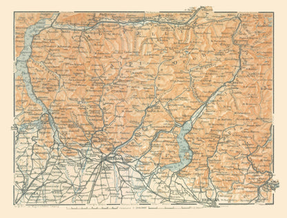 Historic Map - Bergamo Alps Italy - Bertarelli 1914 - 30.16 x 23 - Vintage Wall Art