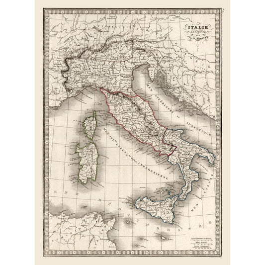 Historic Map - Italy Ancient - Monin 1839 - 23 x 31.16 - Vintage Wall Art