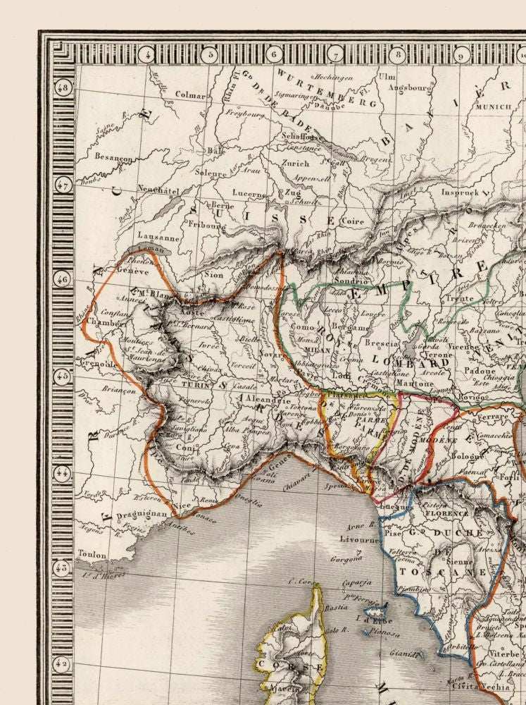 Historic Map - Italy - Monin 1839 - 23 x 30.79 - Vintage Wall Art