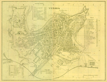 Historic Map - Verona Italy - Muggiani 1865 - 29.89 x 23.00 - Vintage Wall Art