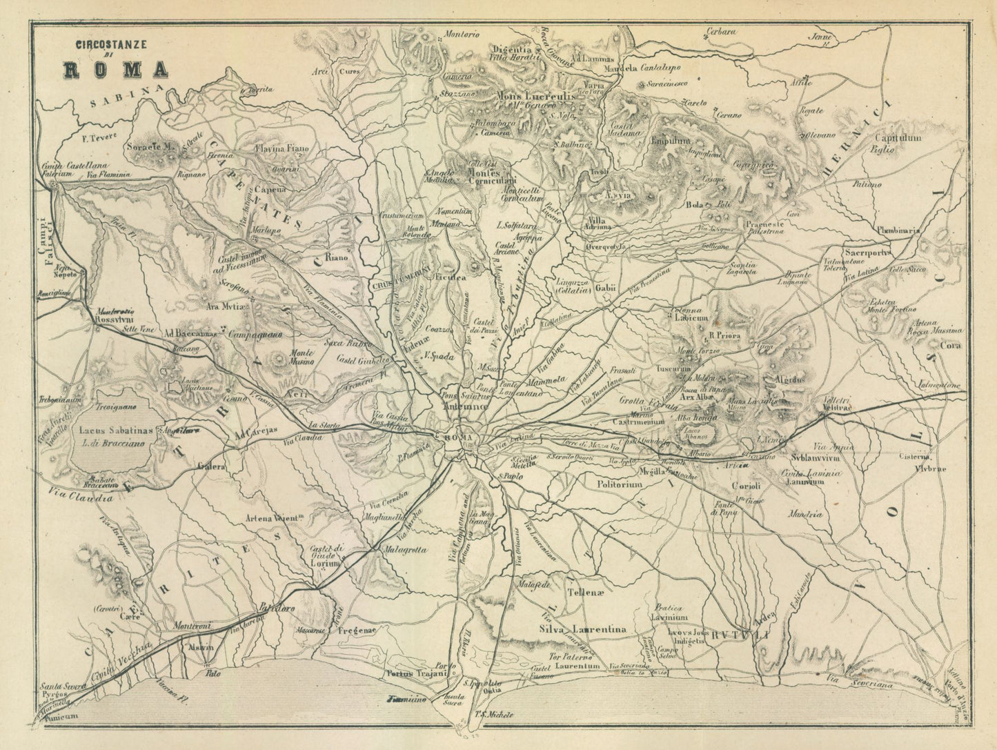 Historic Map - Roma Italy - Castro 1870 - 30.59 x 23 - Vintage Wall Art