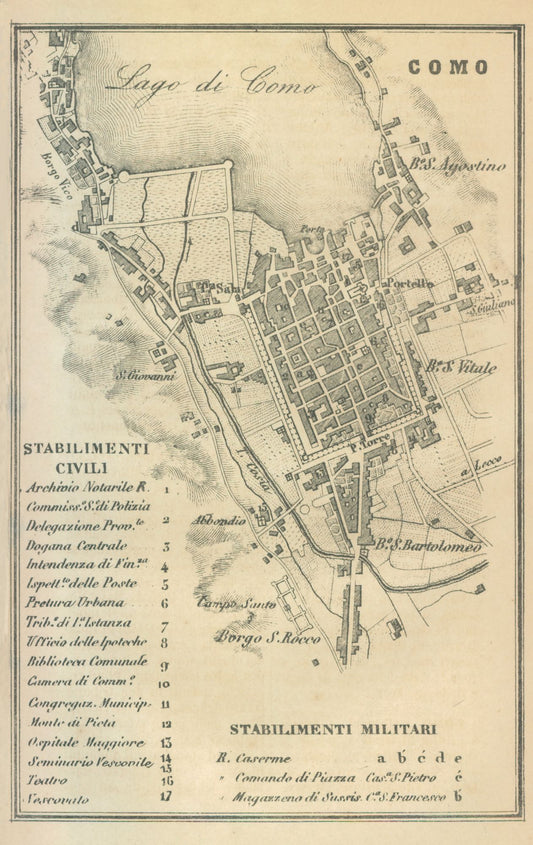 Historic Map - Como Italy - Castro 1870 - 23 x 36.46 - Vintage Wall Art