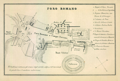 Historic Map - Foro Romano Italy - Castro 1870 - 34.13 x 23 - Vintage Wall Art