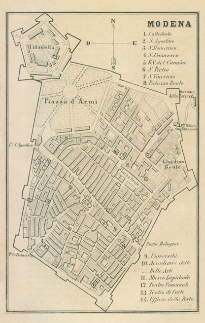 Historic Map - Modena Italy - Castro 1870 - 23 x 36.22 - Vintage Wall Art