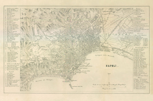 Historic Map - Napoli Italy - Castro 1870 - 34.71 x 23 - Vintage Wall Art