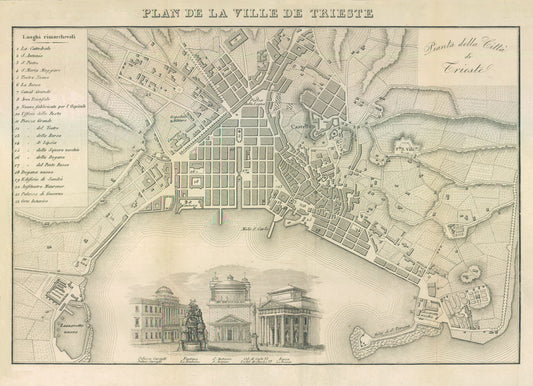 Historic Map - Trieste Italy - Castro 1870 - 31.76 x 23 - Vintage Wall Art